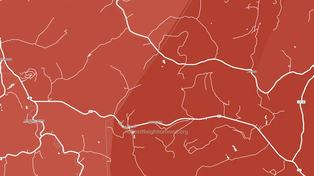 Overfield, WV block-group political-lean map