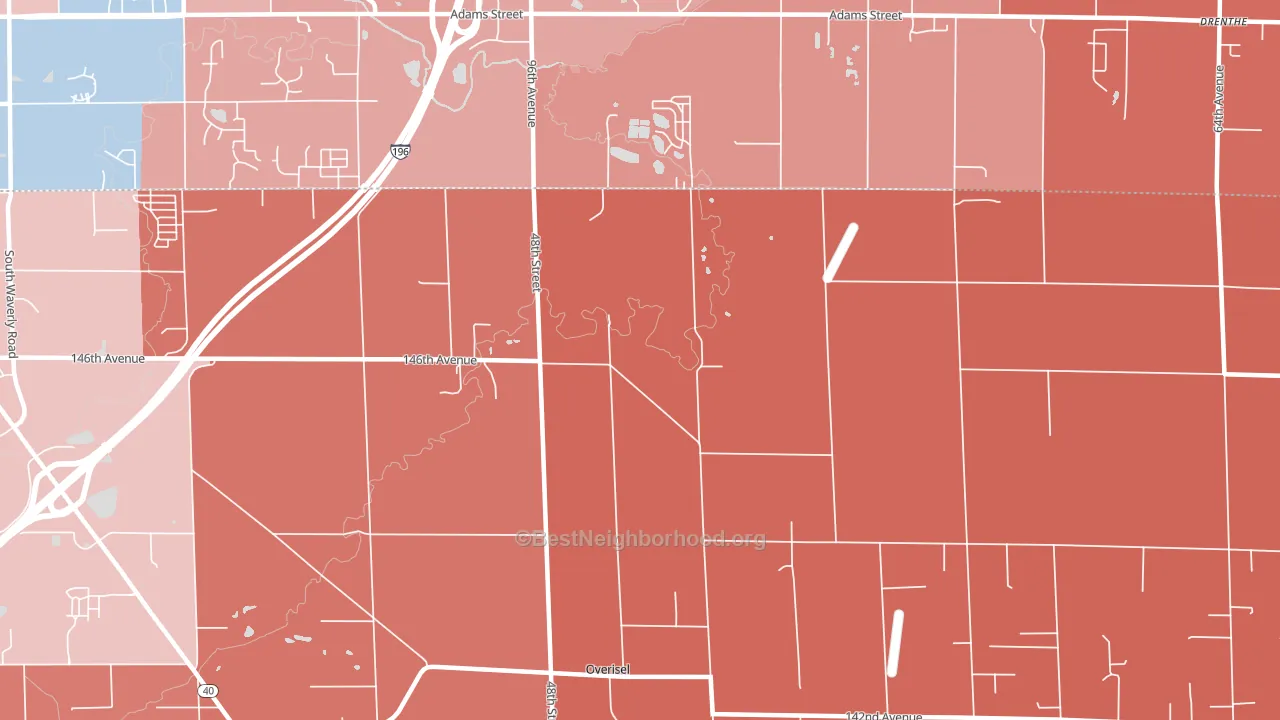 Overisel, MI block-group political-lean map