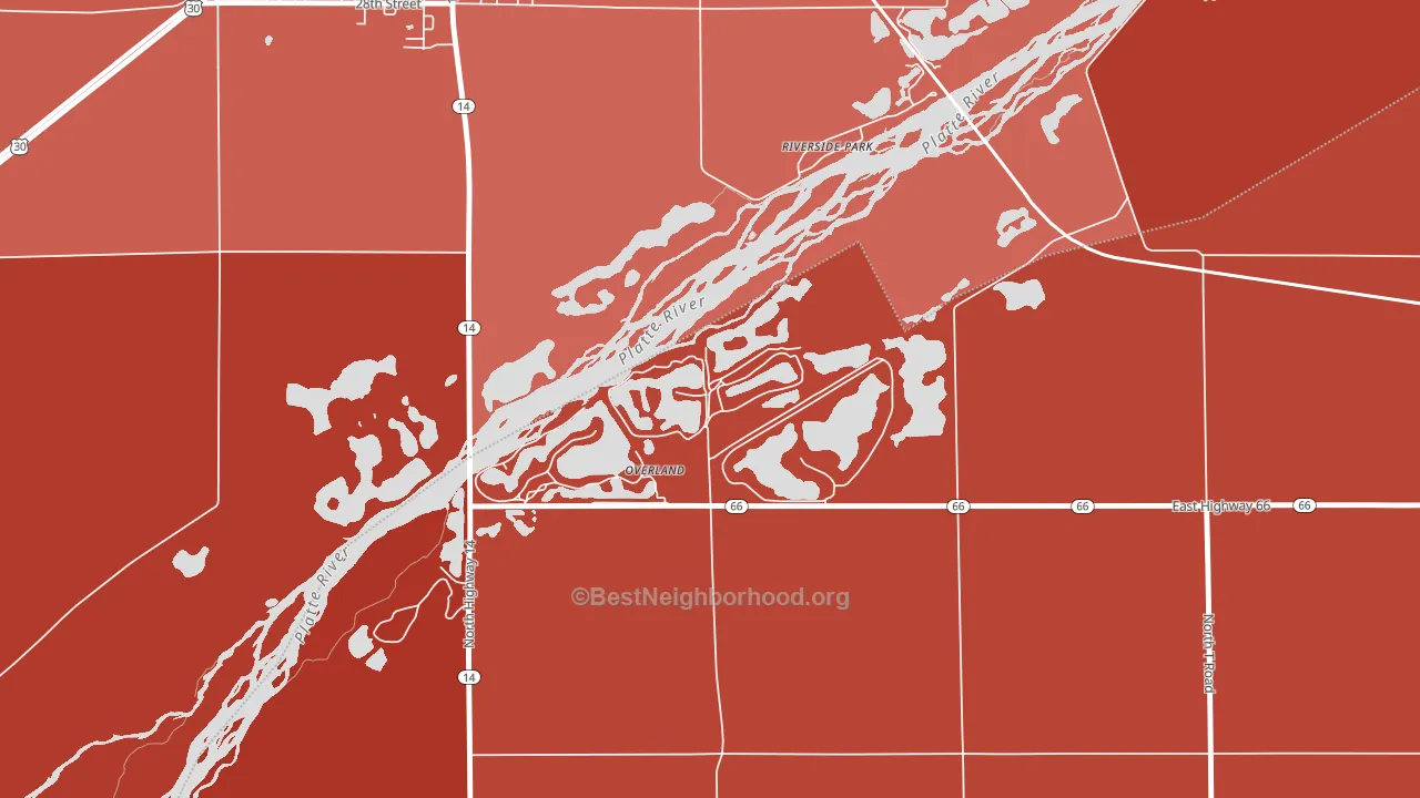 Overland, NE block-group political-lean map