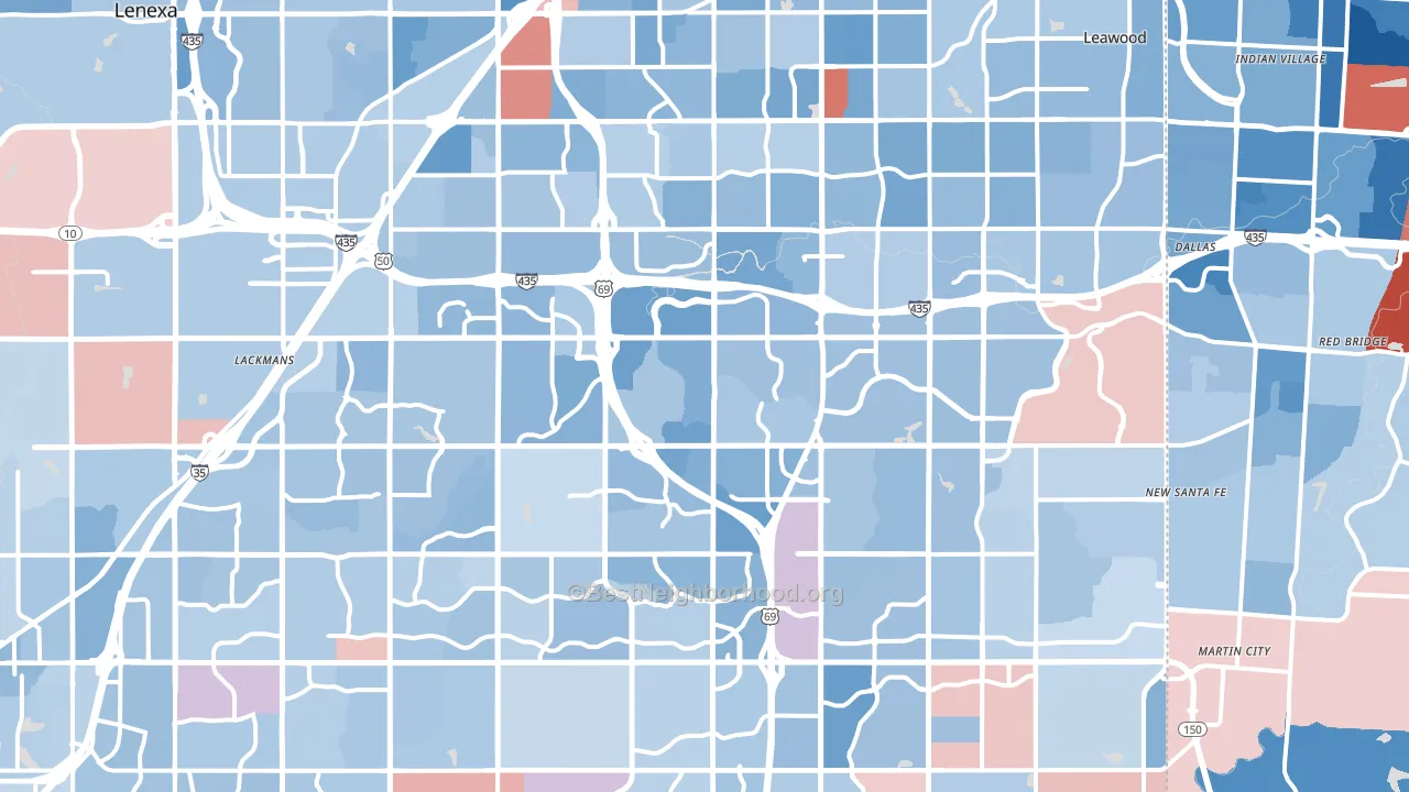 Overland Park, KS block-group political-lean map