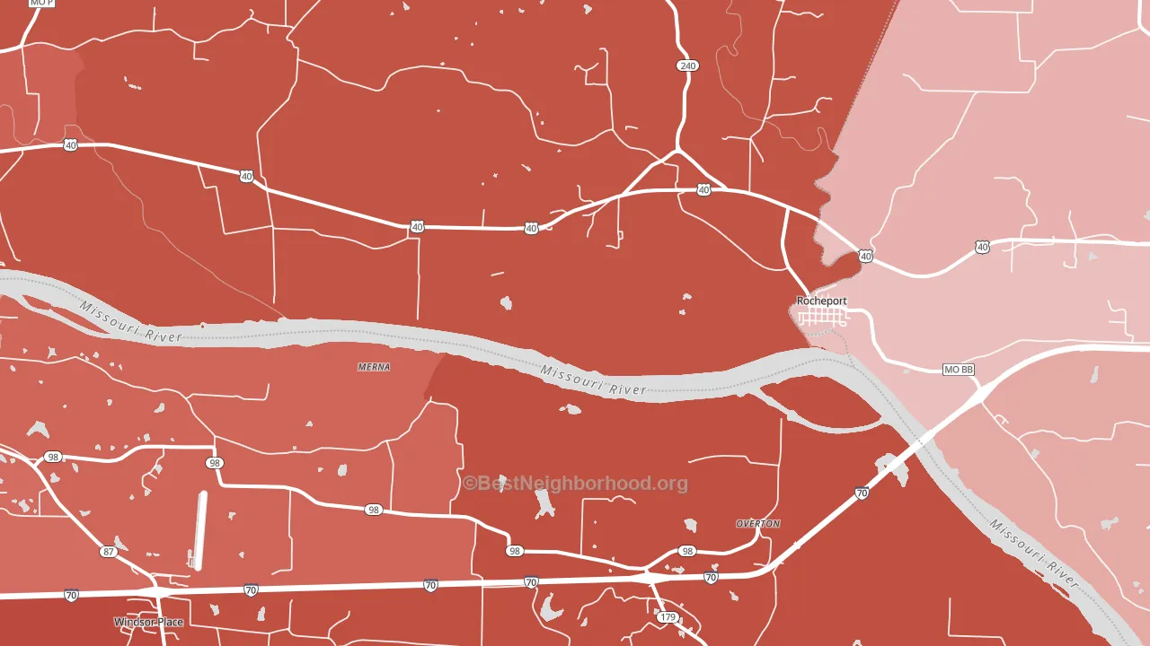 Overton, MO block-group political-lean map