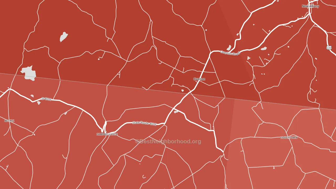 Overton, PA block-group political-lean map