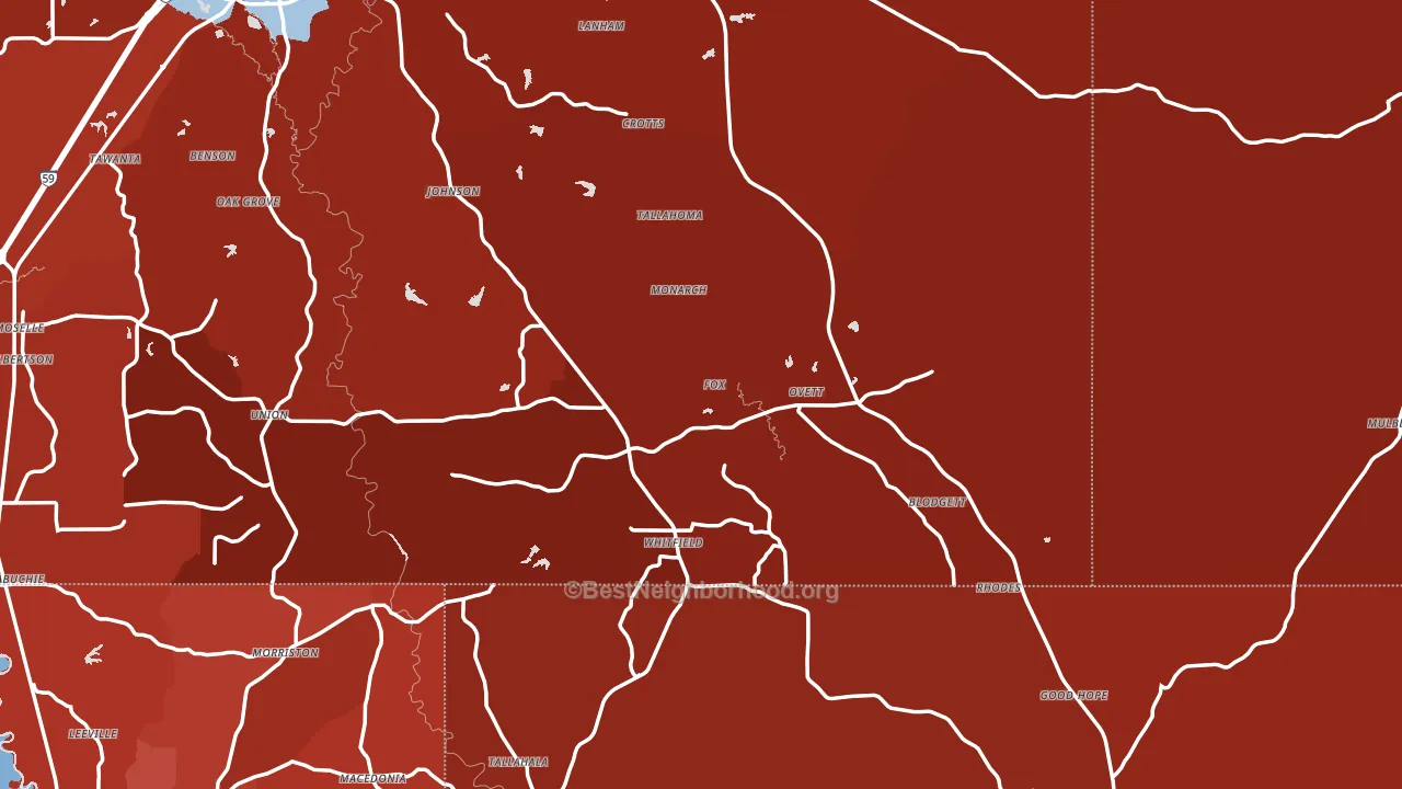 Ovett, MS block-group political-lean map