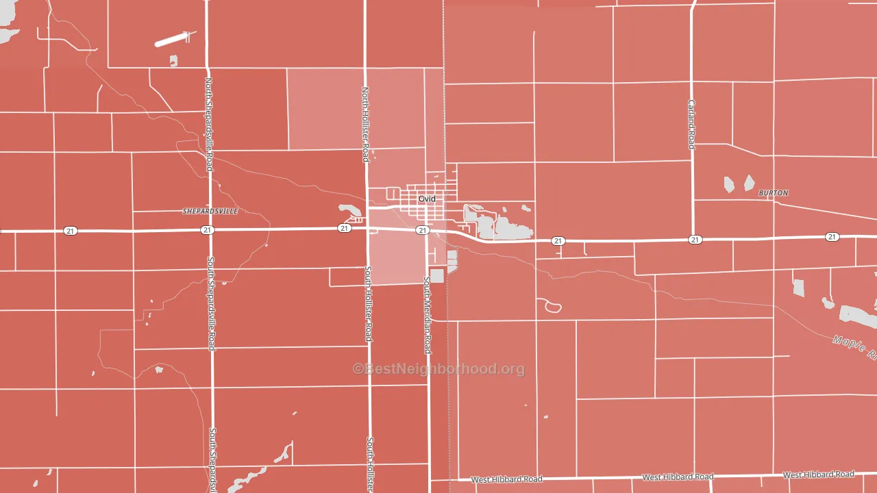 Ovid, MI block-group political-lean map