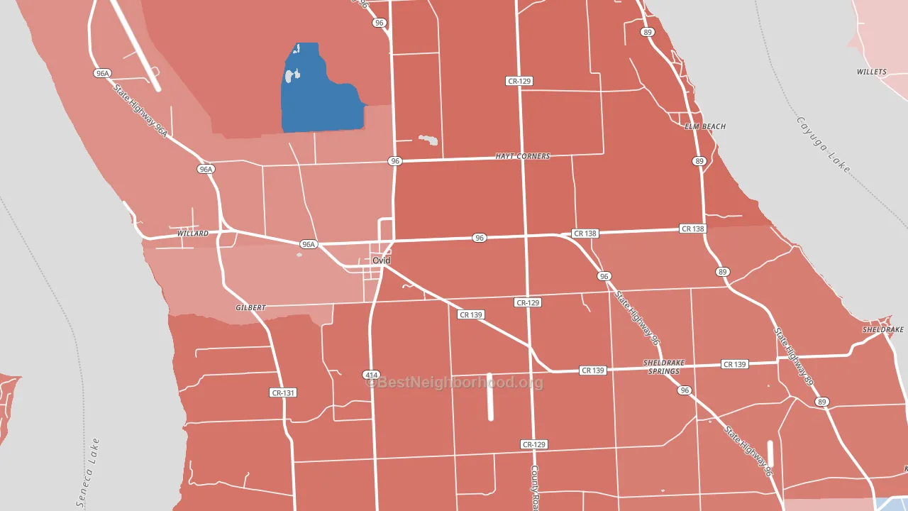 Ovid, NY block-group political-lean map