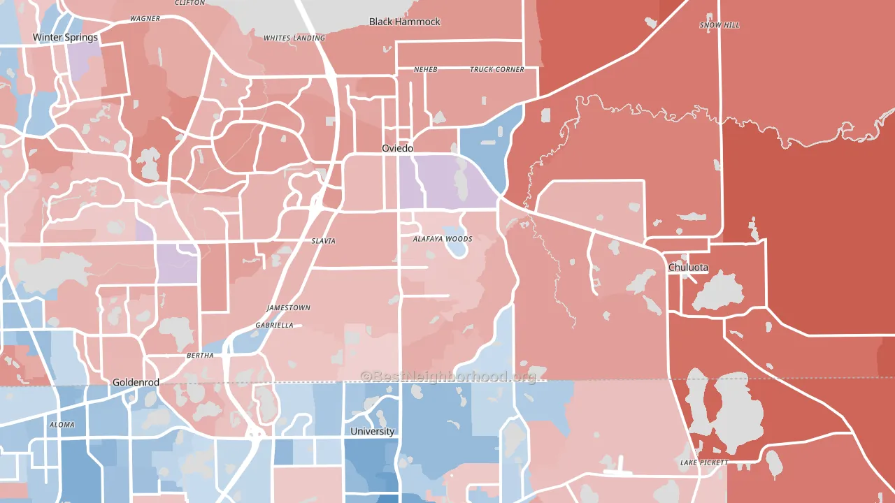 Oviedo, FL block-group political-lean map