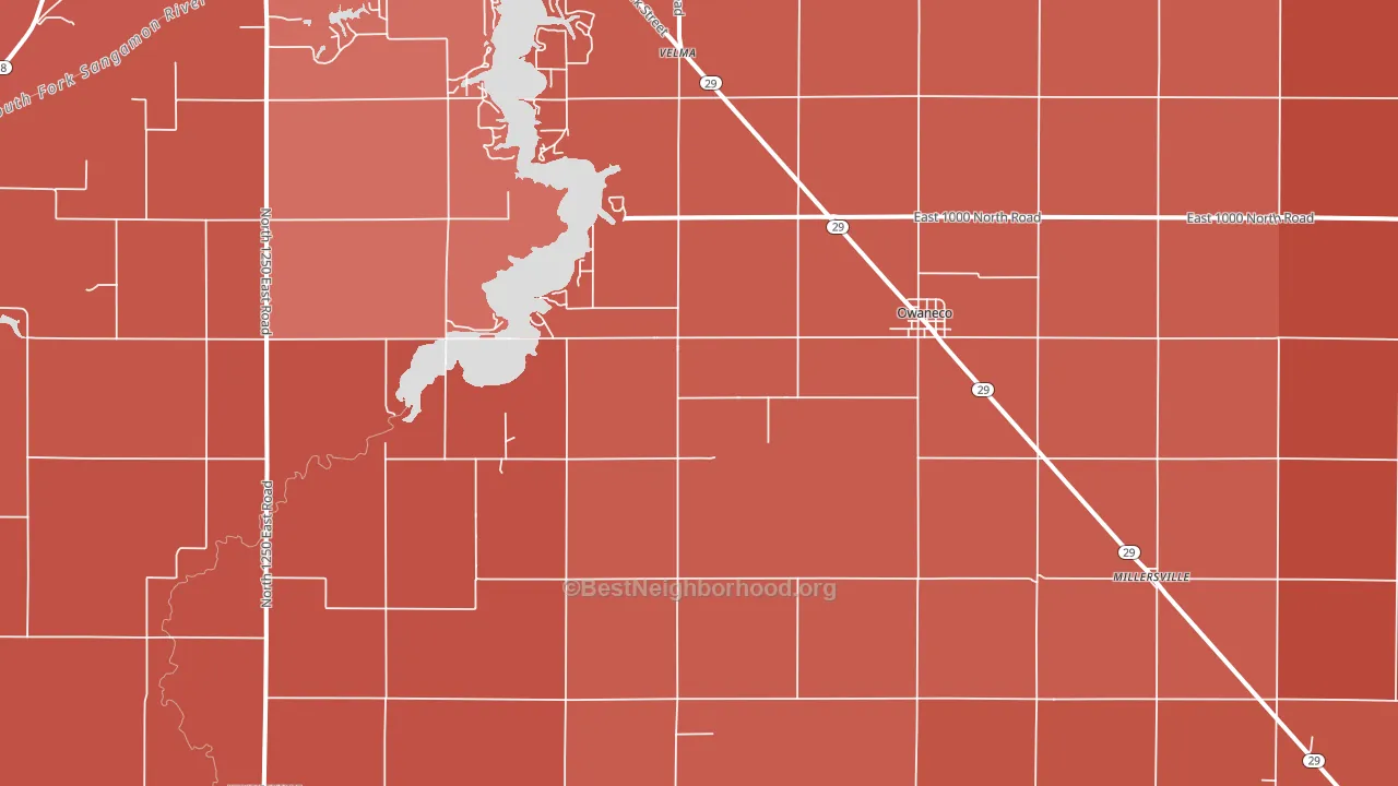 Owaneco, IL block-group political-lean map