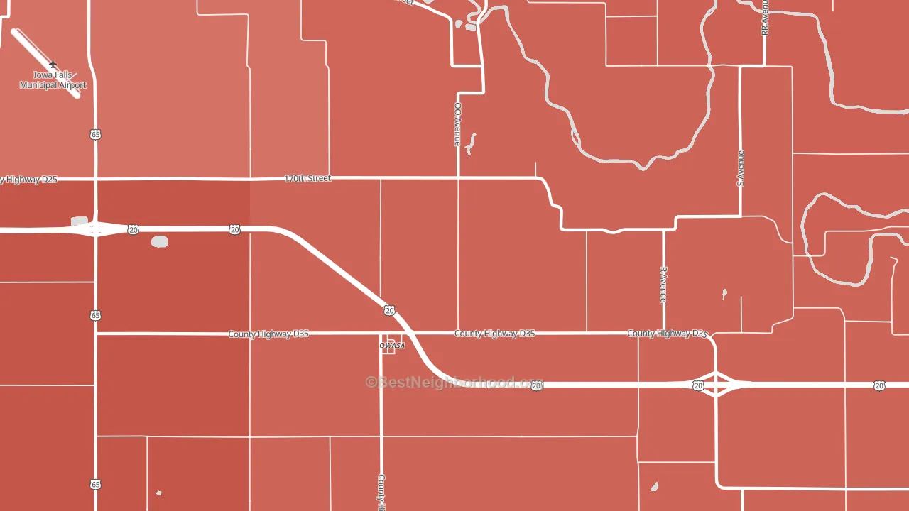 Owasa, IA block-group political-lean map