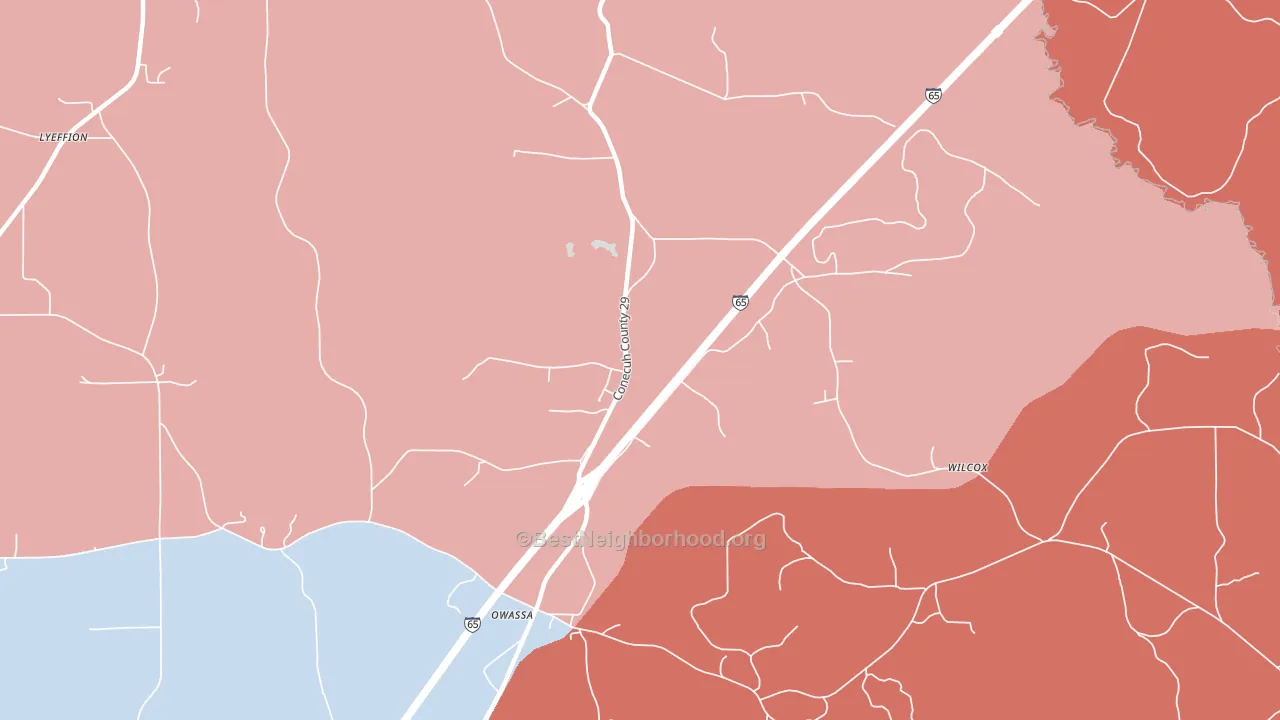 Owassa, AL block-group political-lean map