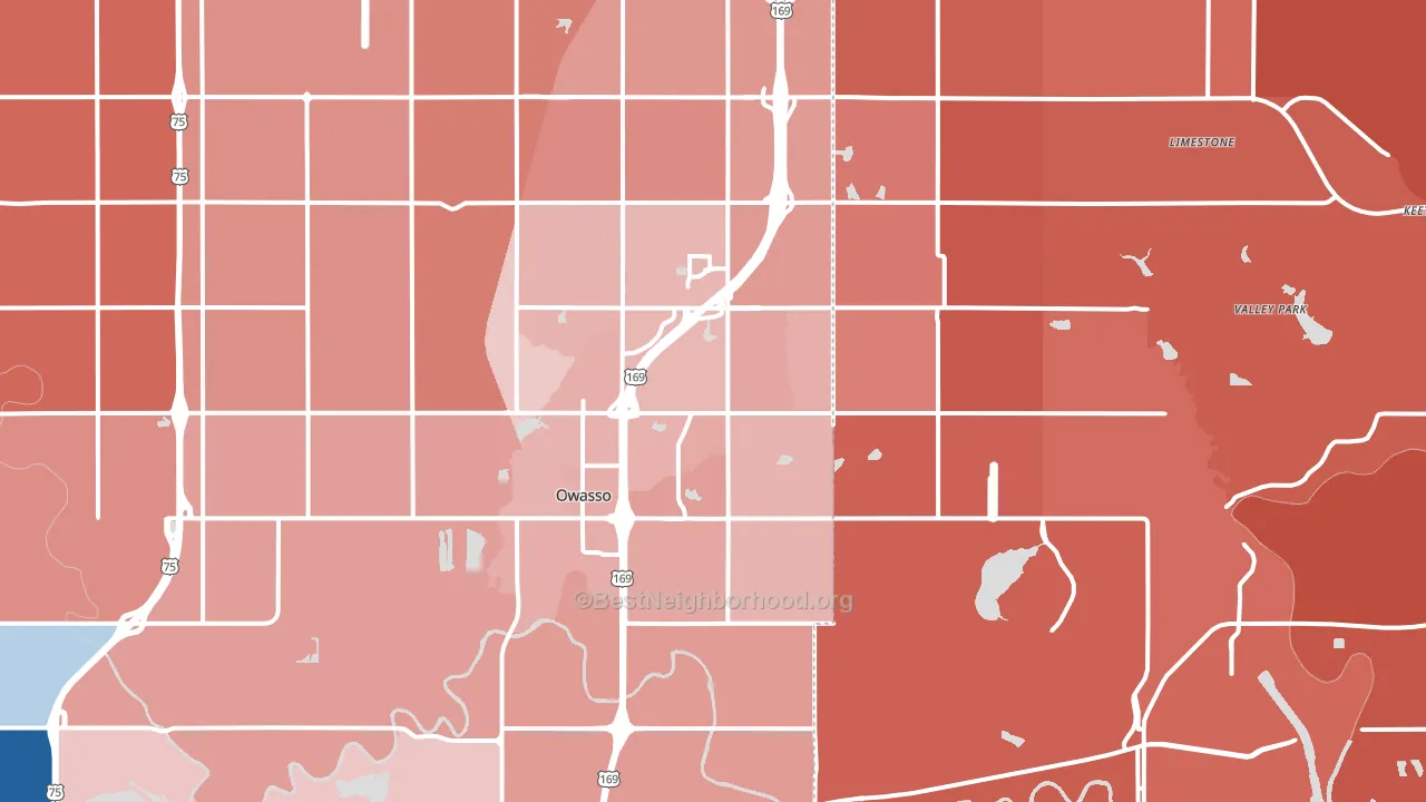 Owasso, OK block-group political-lean map