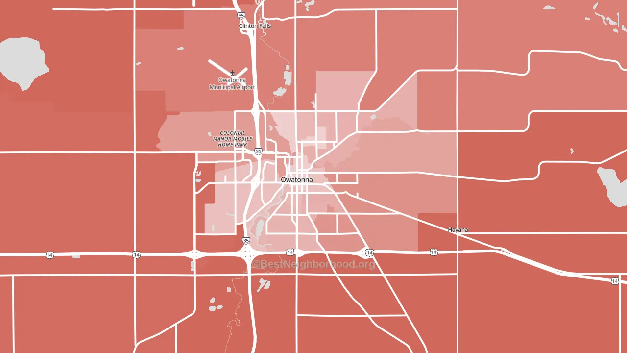 Owatonna, MN block-group political-lean map