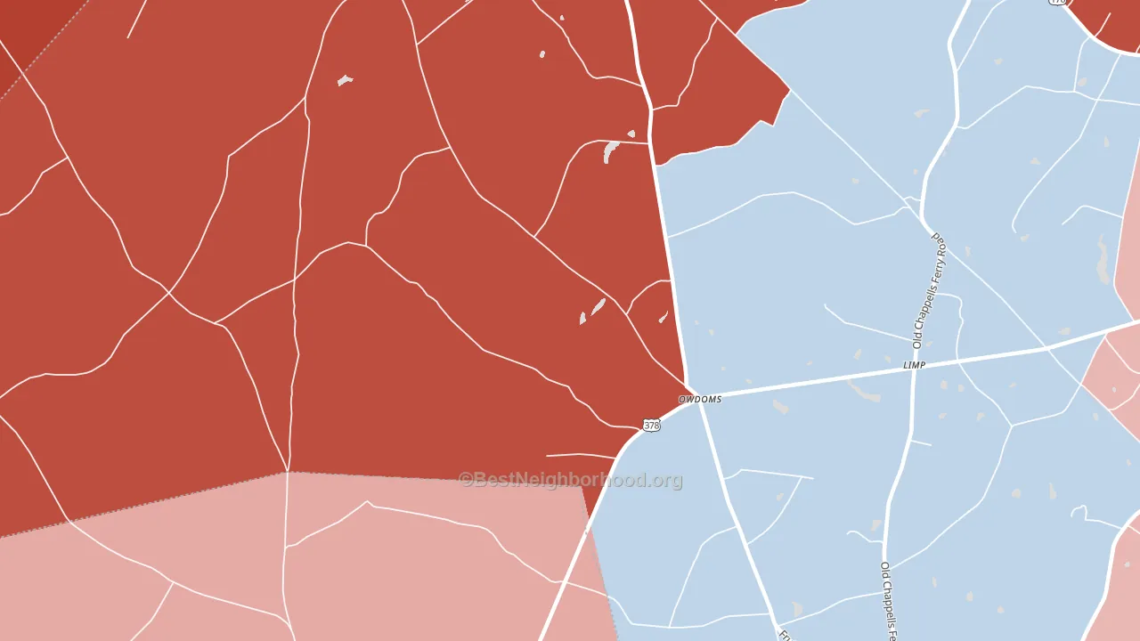 Owdoms, SC block-group political-lean map
