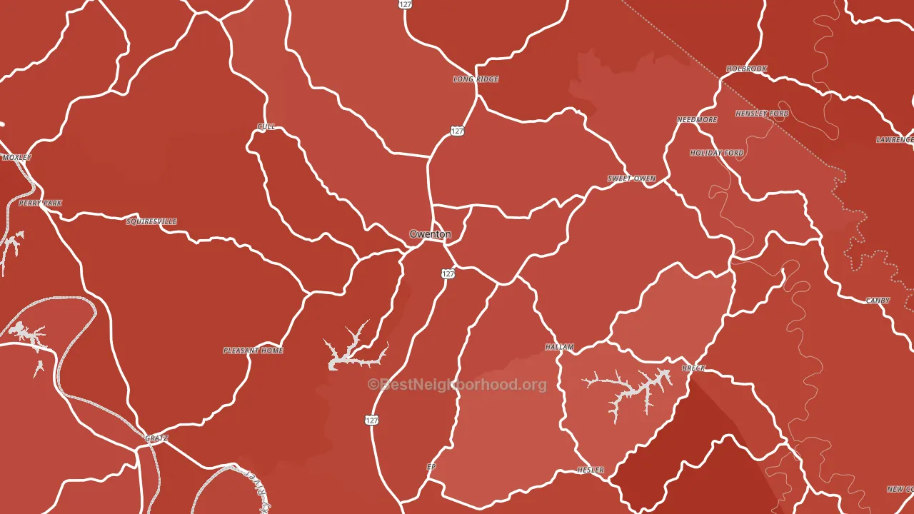Owen County, KY block-group political-lean map