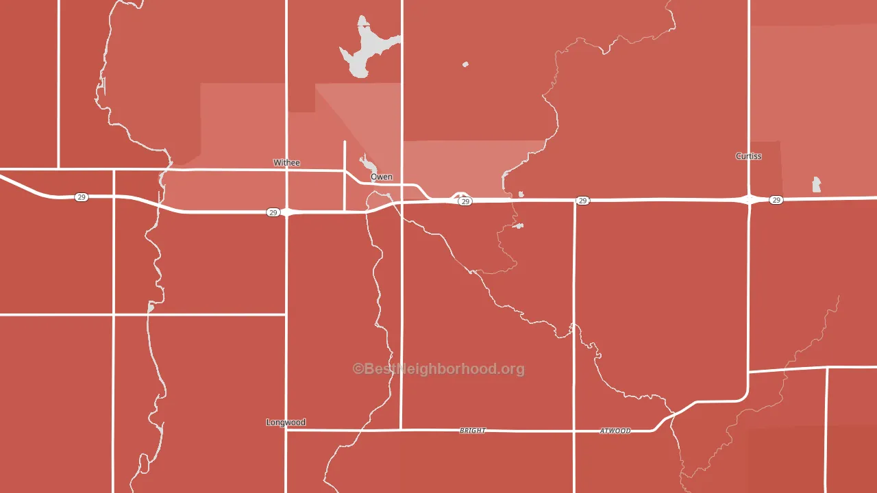 Owen, WI block-group political-lean map