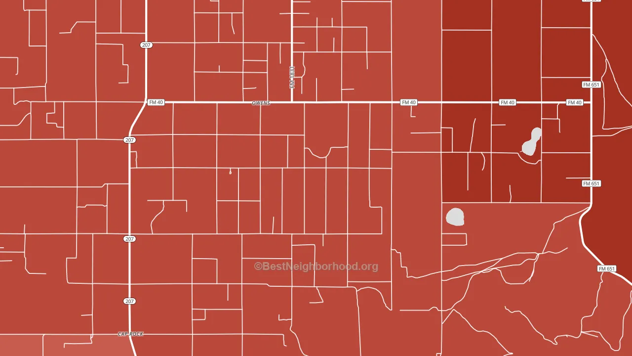 Owens, TX block-group political-lean map