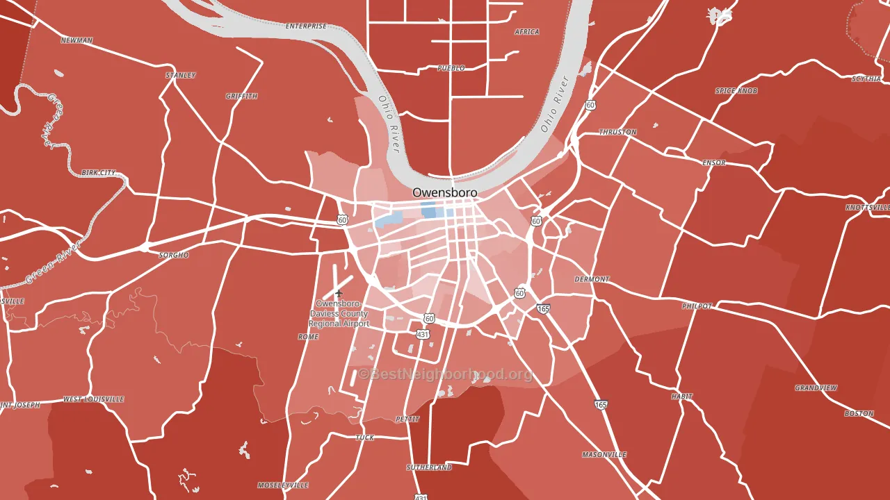 Owensboro, KY block-group political-lean map