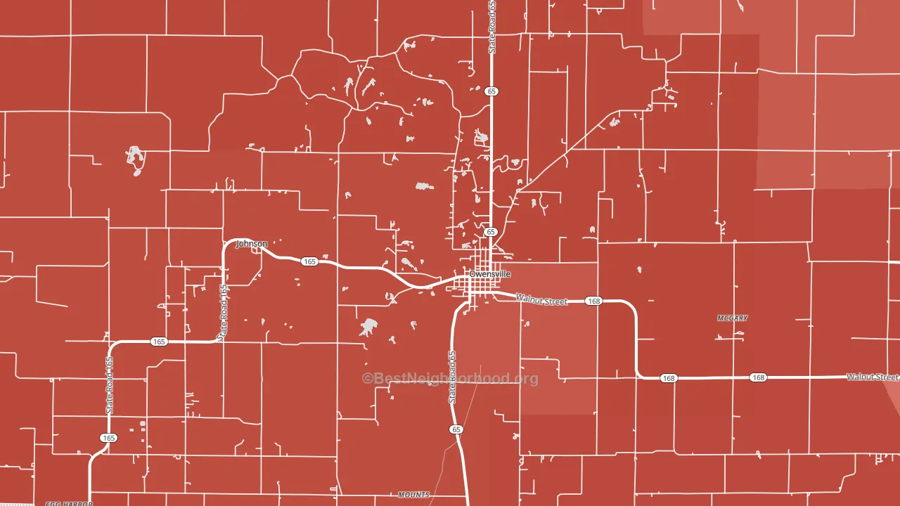 Owensville, IN block-group political-lean map
