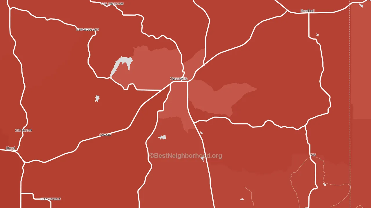 Owensville, MO block-group political-lean map