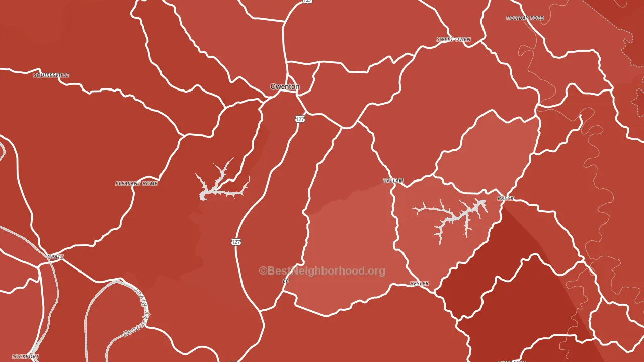 Owenton, KY block-group political-lean map
