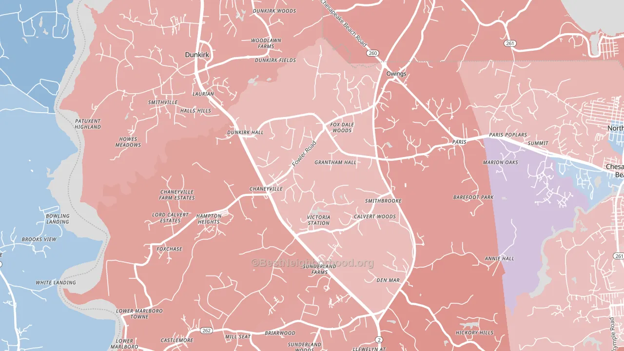 Owings, MD block-group political-lean map