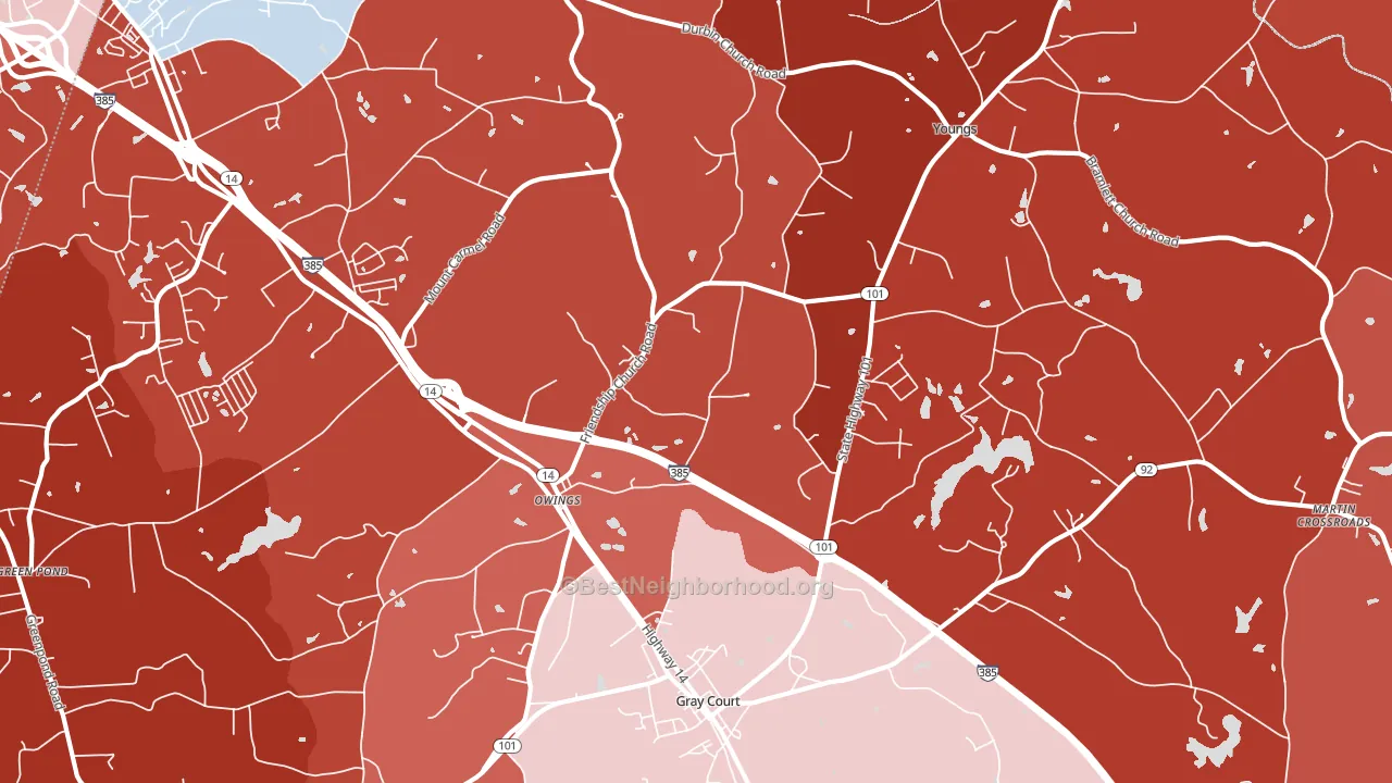 Owings, SC block-group political-lean map