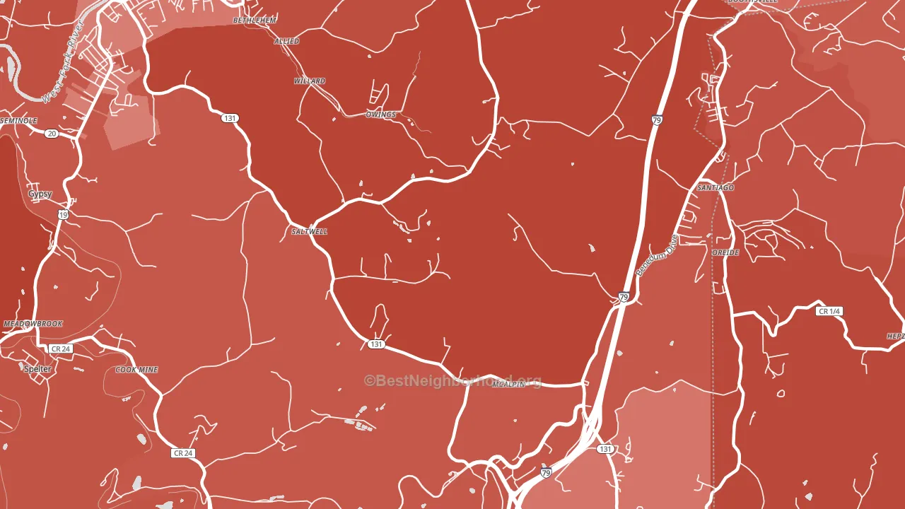 Owings, WV block-group political-lean map