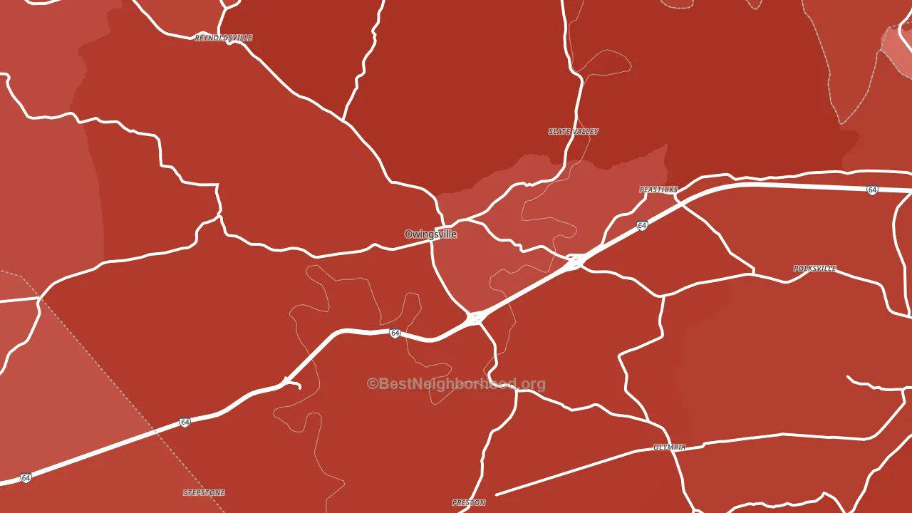 Owingsville, KY block-group political-lean map