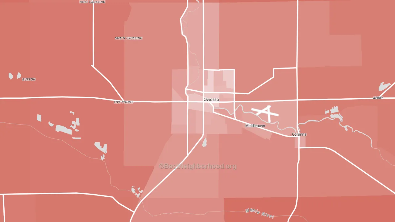Owosso, MI block-group political-lean map