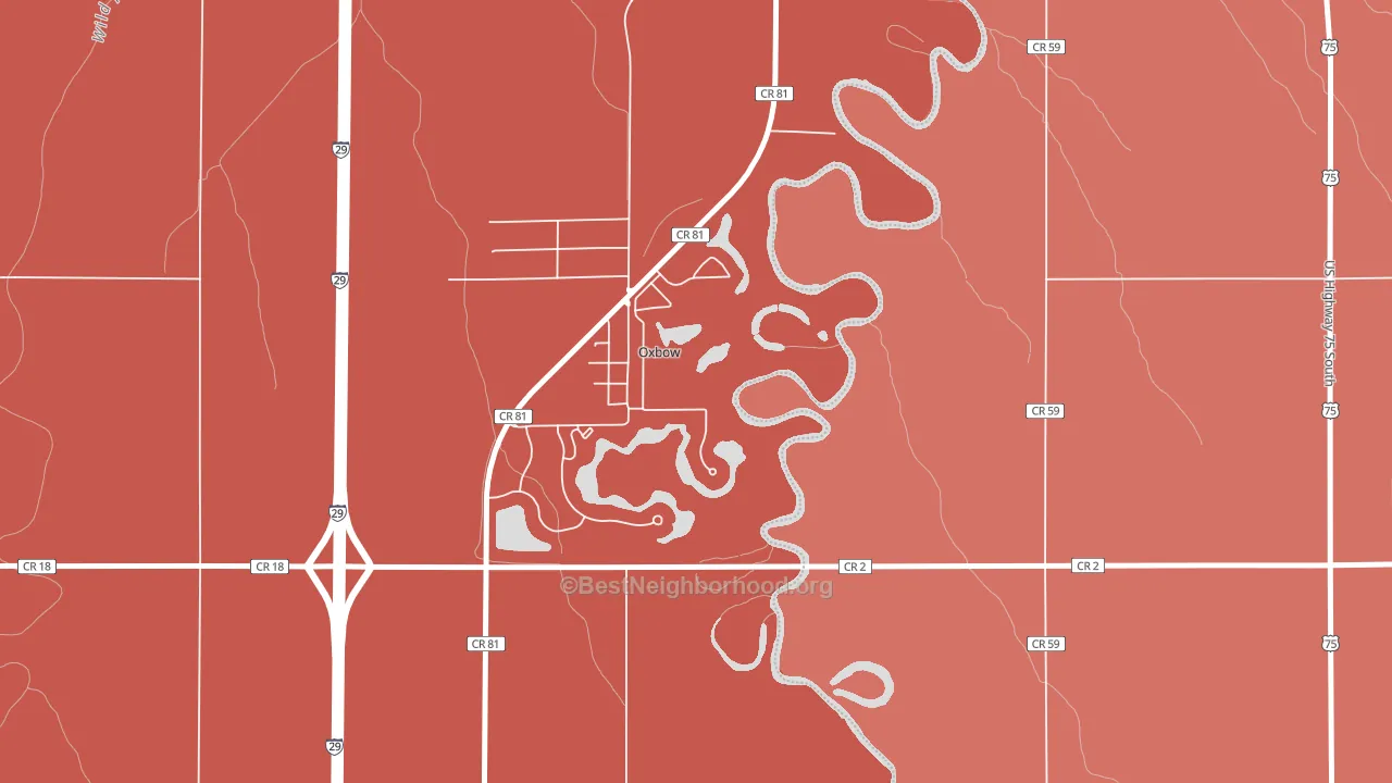 Oxbow, ND block-group political-lean map