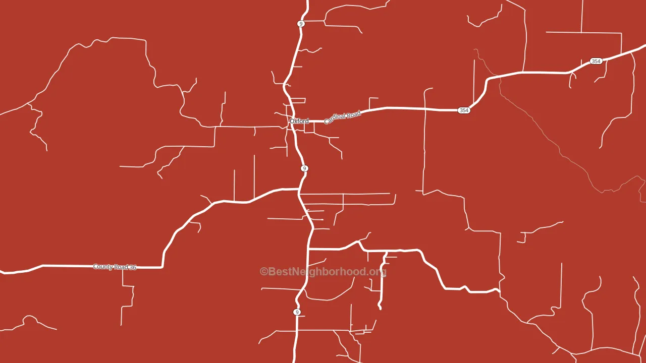 Oxford, AR block-group political-lean map