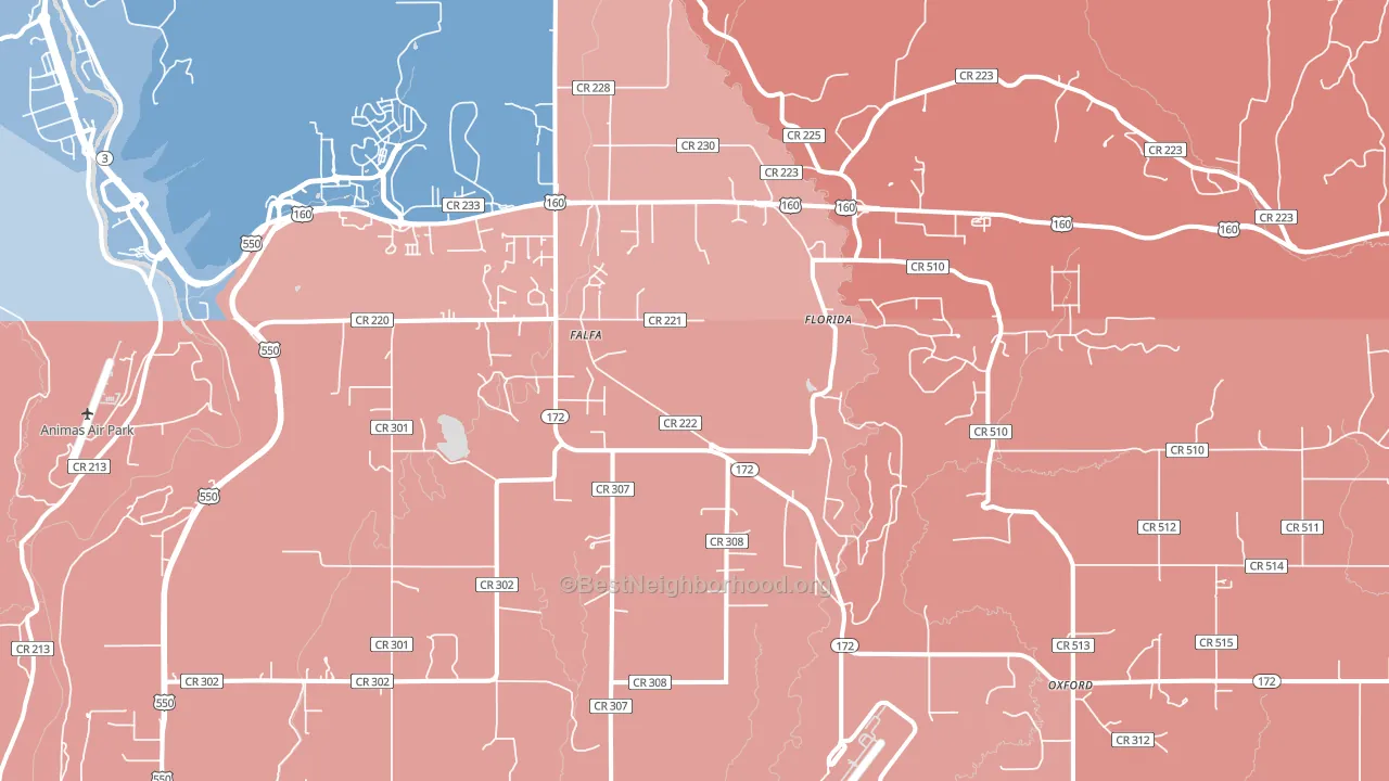 Oxford, CO block-group political-lean map