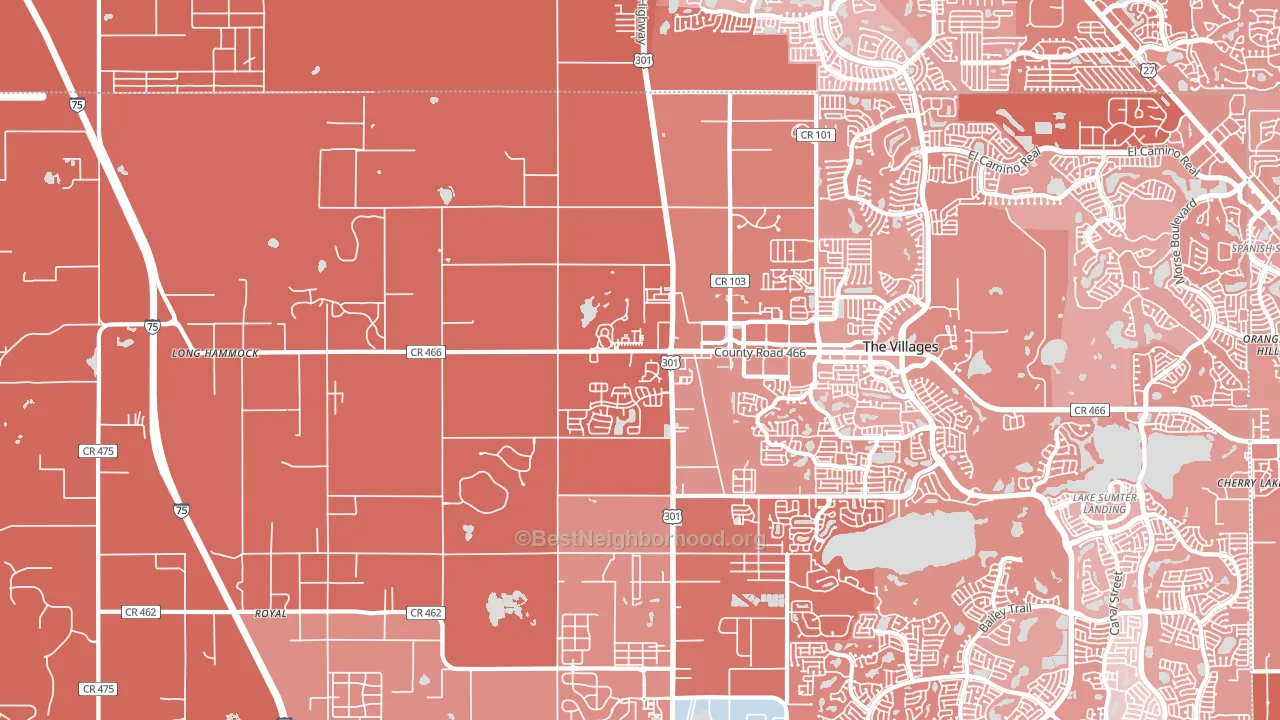 Oxford, FL block-group political-lean map
