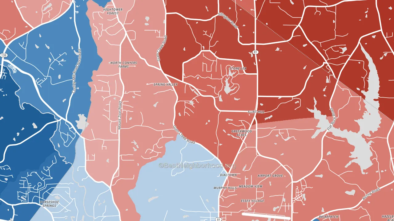 Oxford, GA block-group political-lean map