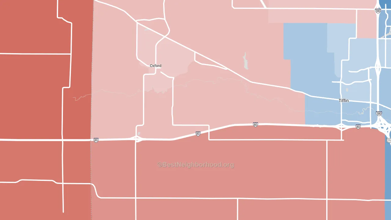Oxford, IA block-group political-lean map