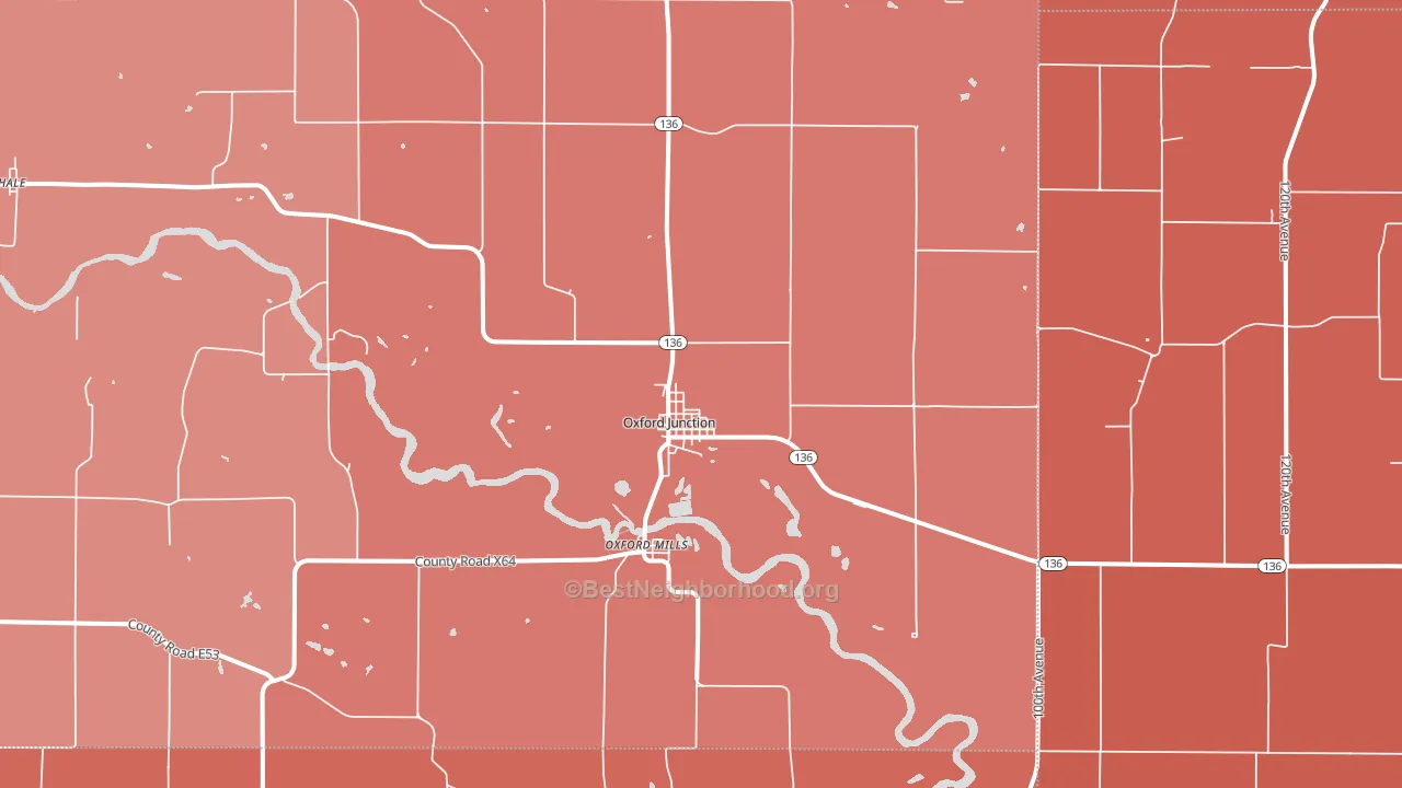 Oxford Junction, IA block-group political-lean map