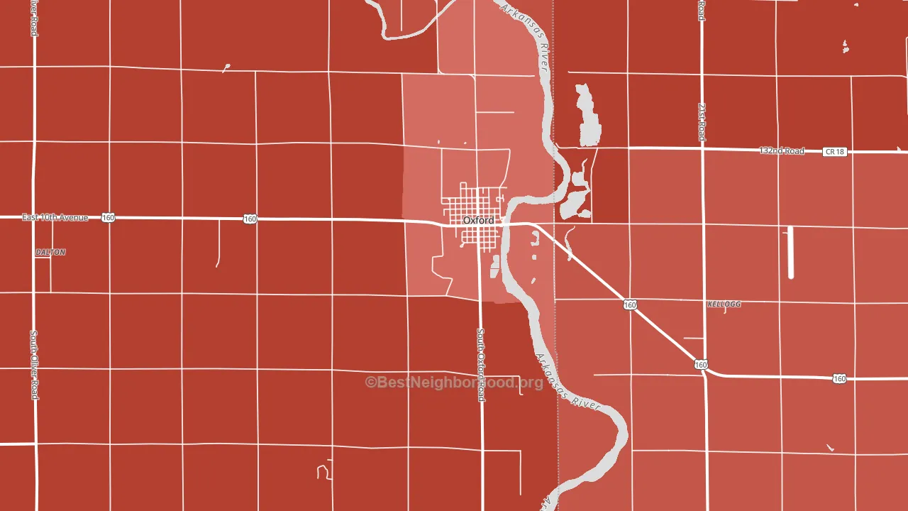 Oxford, KS block-group political-lean map