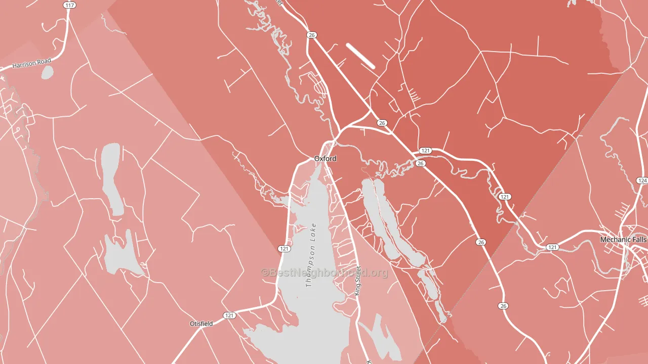 Oxford, ME block-group political-lean map