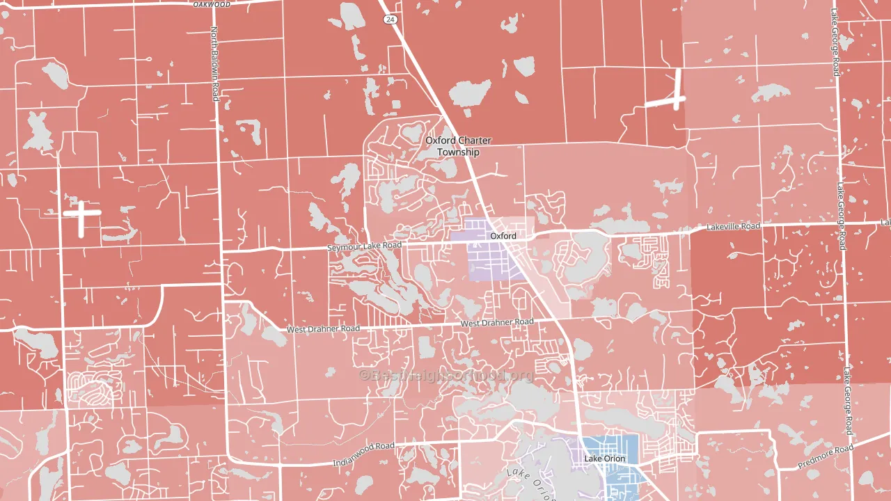 Oxford, MI block-group political-lean map