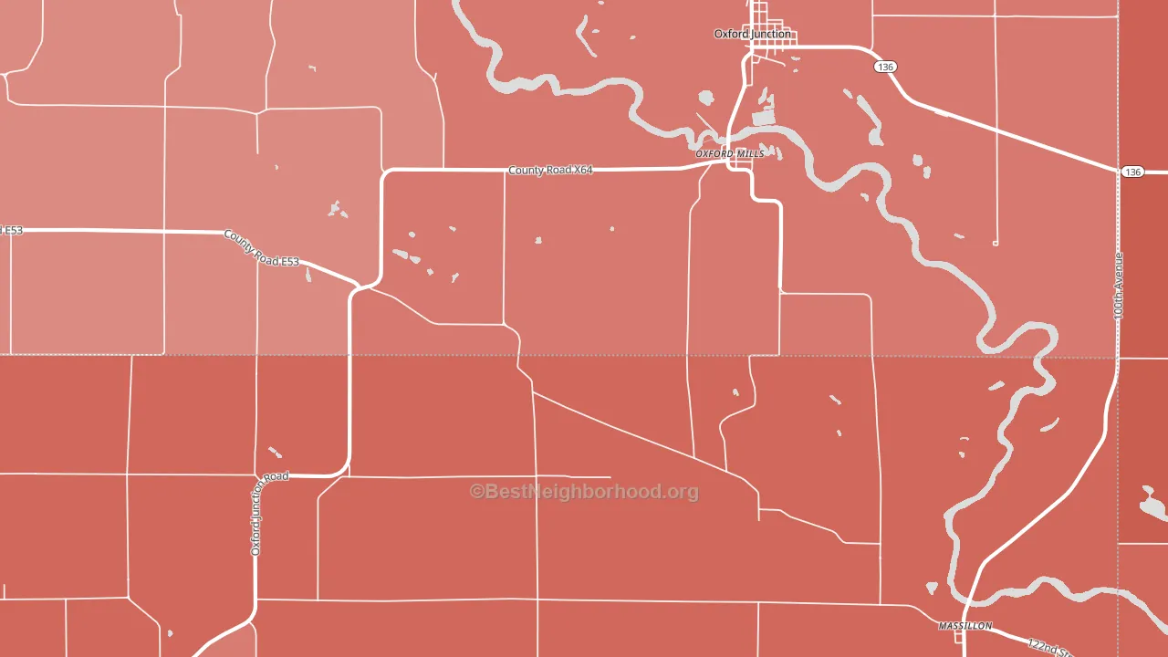 Oxford Mills, IA block-group political-lean map