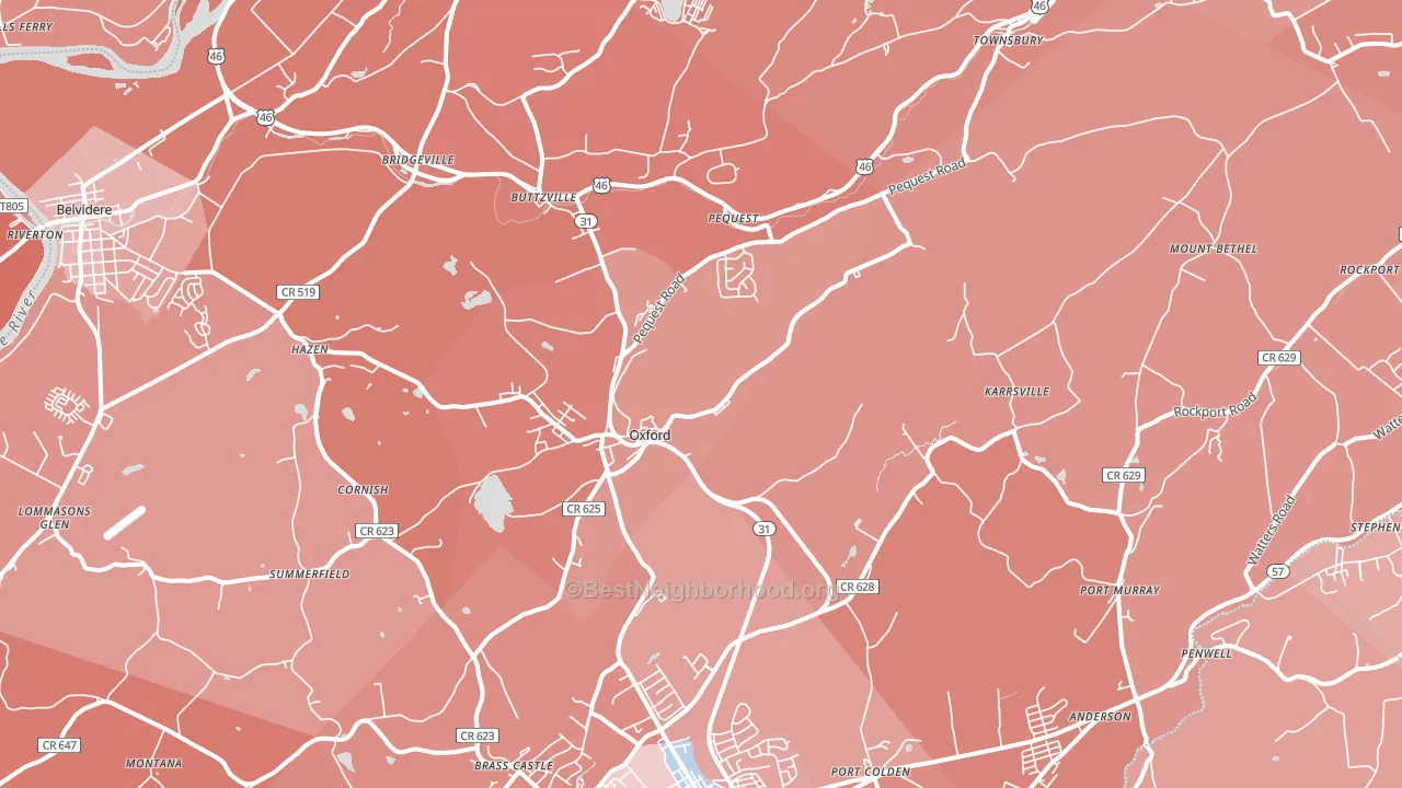 Oxford, NJ block-group political-lean map