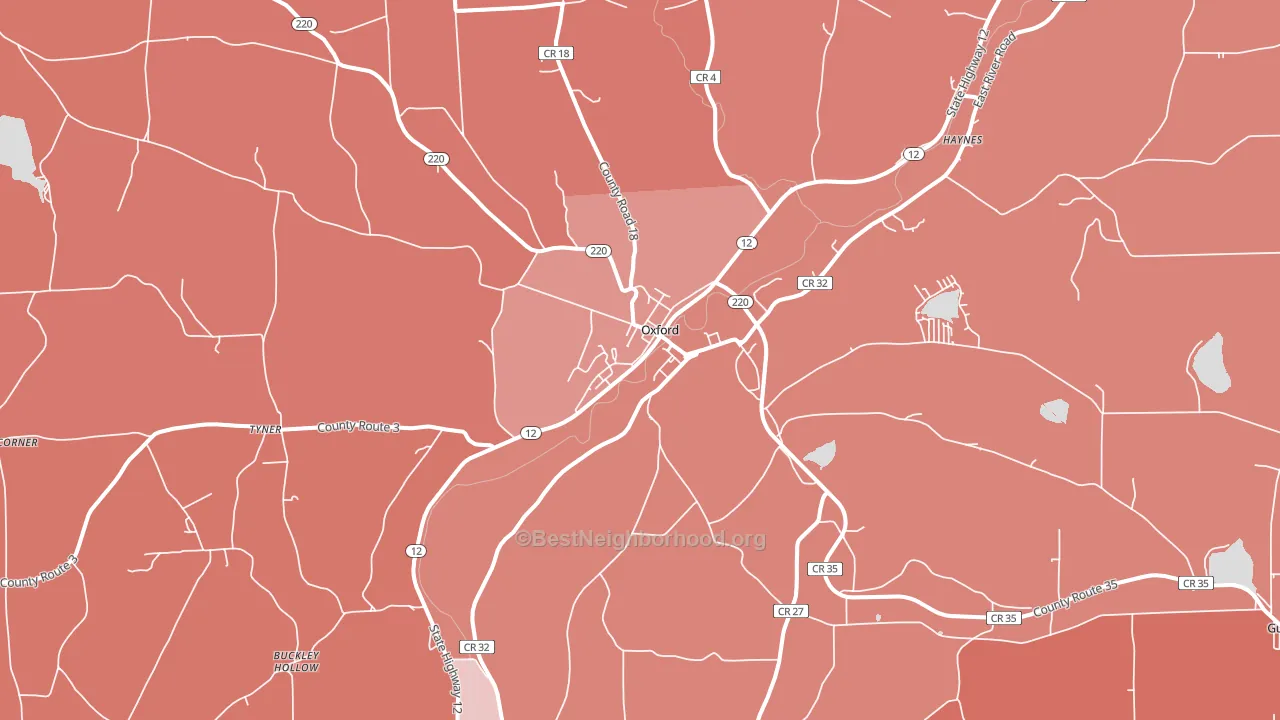 Oxford, NY block-group political-lean map