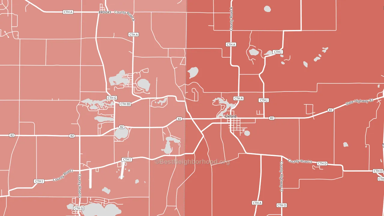 Oxford, WI block-group political-lean map