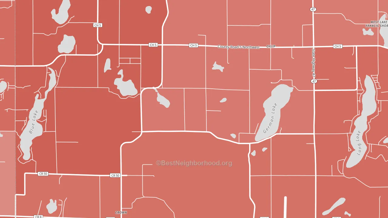 Oxlip, MN block-group political-lean map