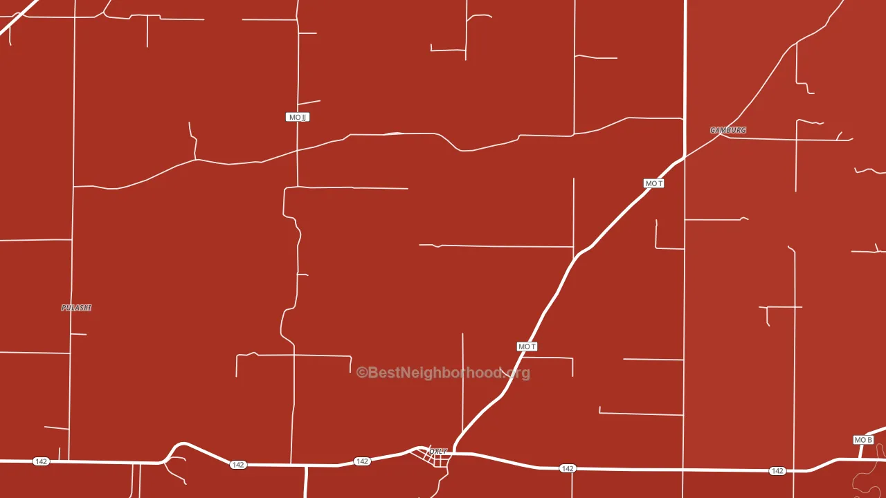 Oxly, MO block-group political-lean map