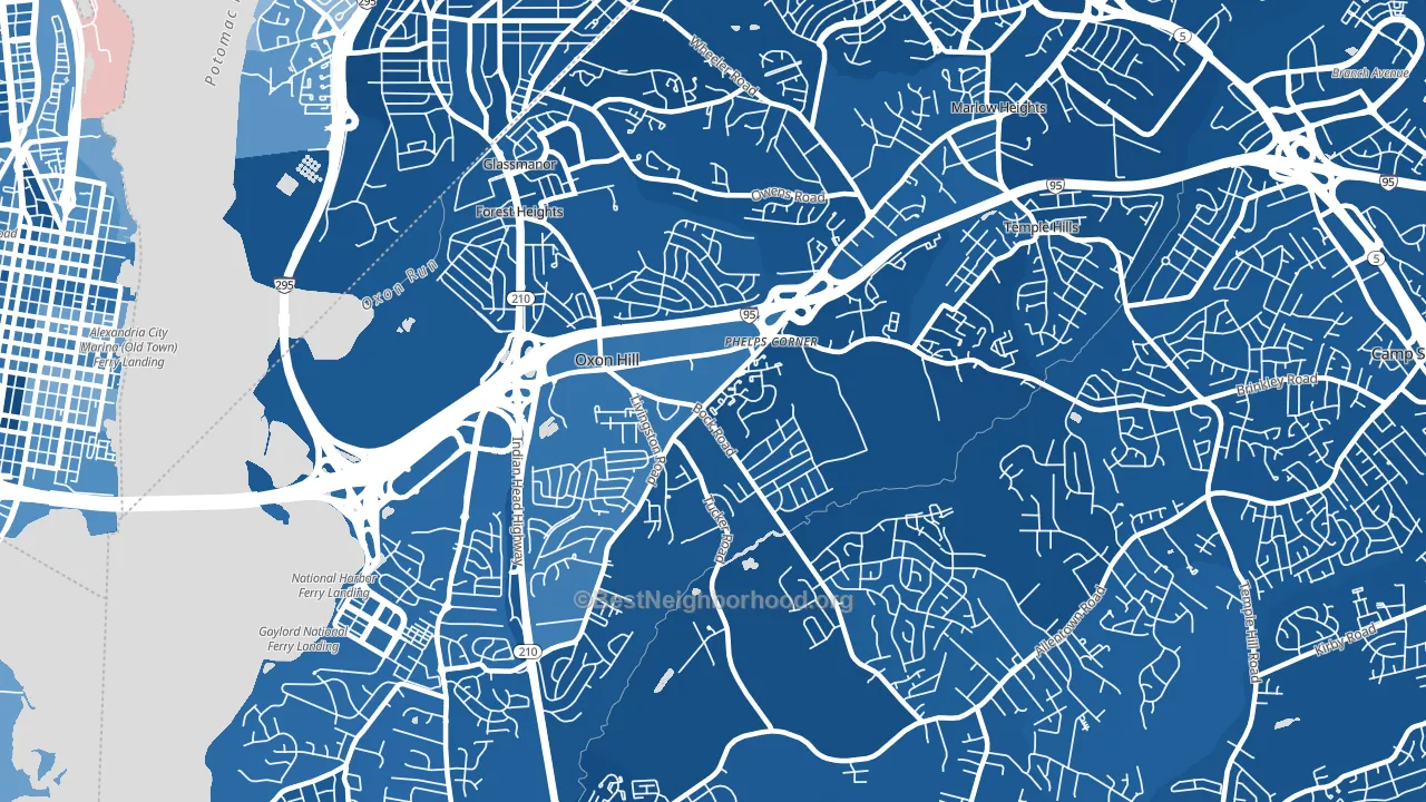 Oxon Hill-Glassmanor, Oxon Hill, MD block-group political-lean map