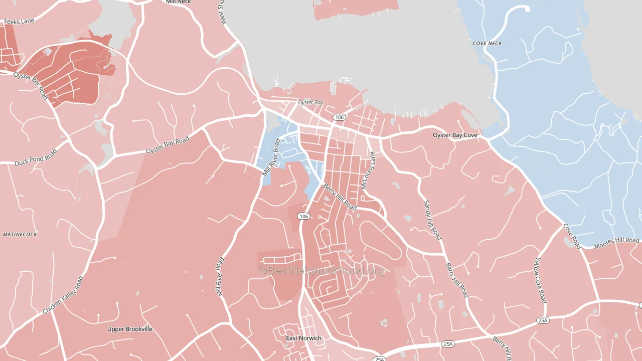 Oyster Bay, NY block-group political-lean map