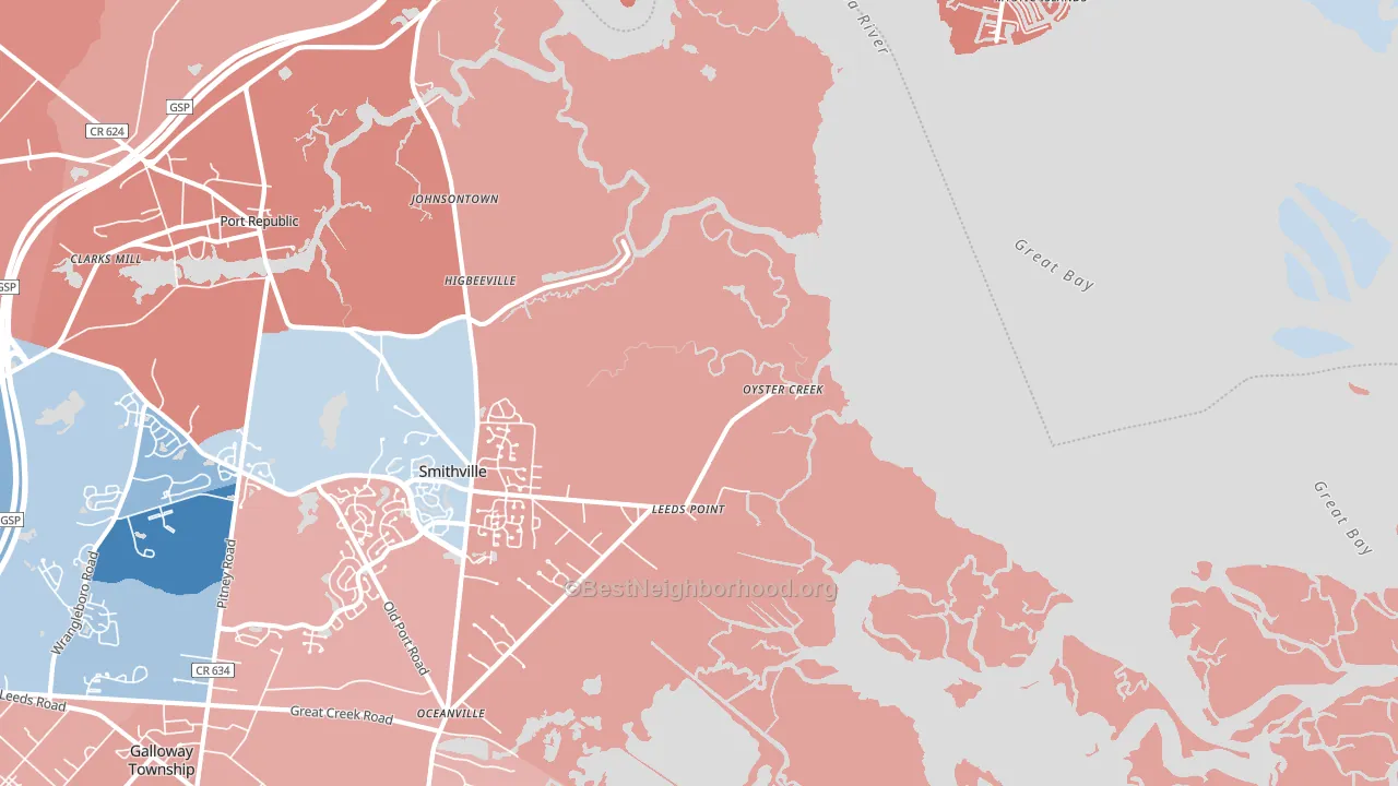 Oyster Creek, NJ block-group political-lean map