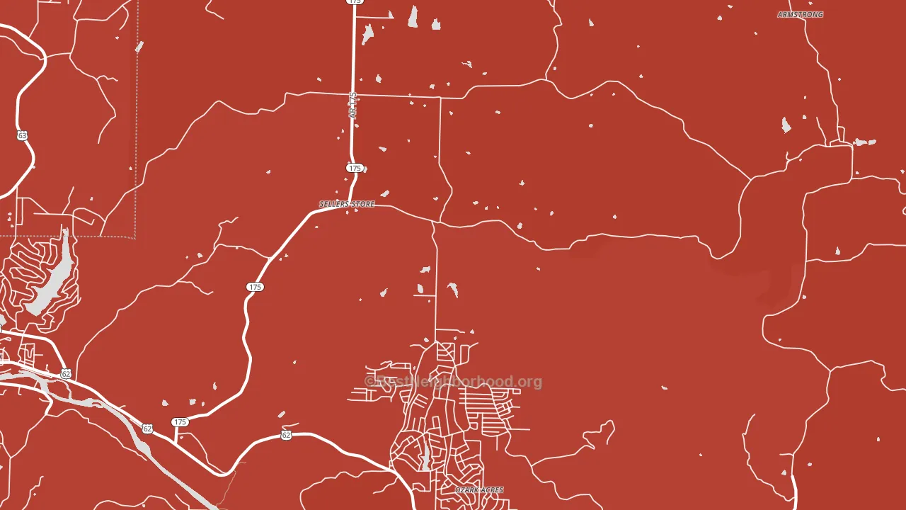 Ozark Acres, AR block-group political-lean map