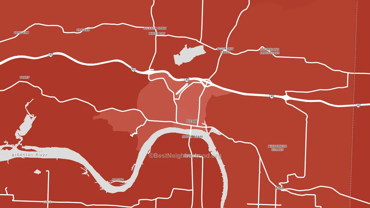 Ozark, AR block-group political-lean map