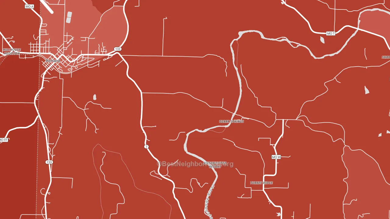 Ozark Springs, MO block-group political-lean map